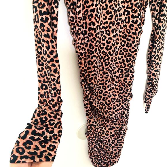 NWT Likely Leopard Print Bali Sheath Long Sleeve Ruched Mock Neck Dress Sz 4 - Picture 12 of 13